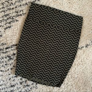 Olive and Black Chevron Pencil Skirt